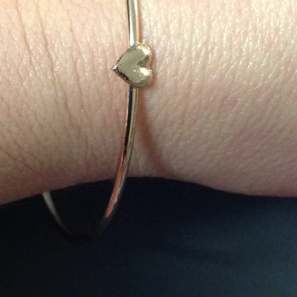 Rose Gold Heart Bangle Bracelet - Picture 2 of 2